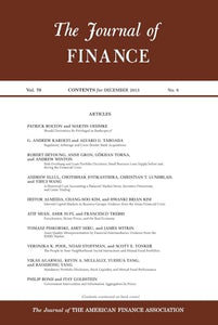 The Journal of Finance, Vol 70, No 6 - December 2025: Journal of the American Finance Association