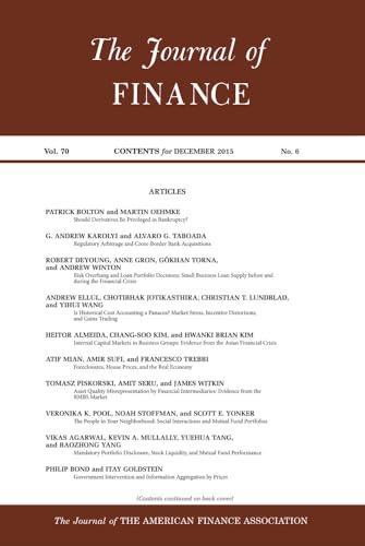 The Journal of Finance, Vol 70, No 6 - December 2025: Journal of the American Finance Association