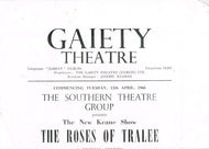 The Roses of Tralee (John B Keane) - Gaiety Theatre programme, commencing 12 April 1966