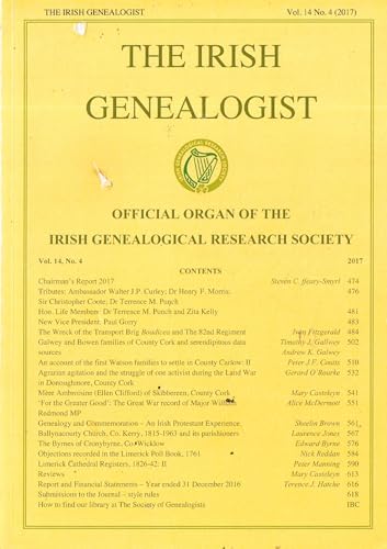 The Irish Genealogist, Vol 14, No 4 (2017: Official Organ of the Irish Genealogical Research Society