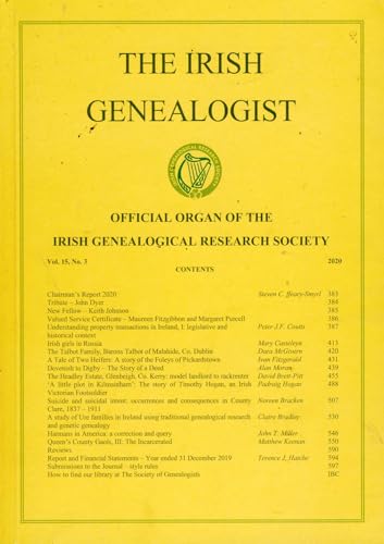 The Irish Genealogist, Volume 15, No 3, 2020 - Official Organ of the Irish Genealogical Research Society