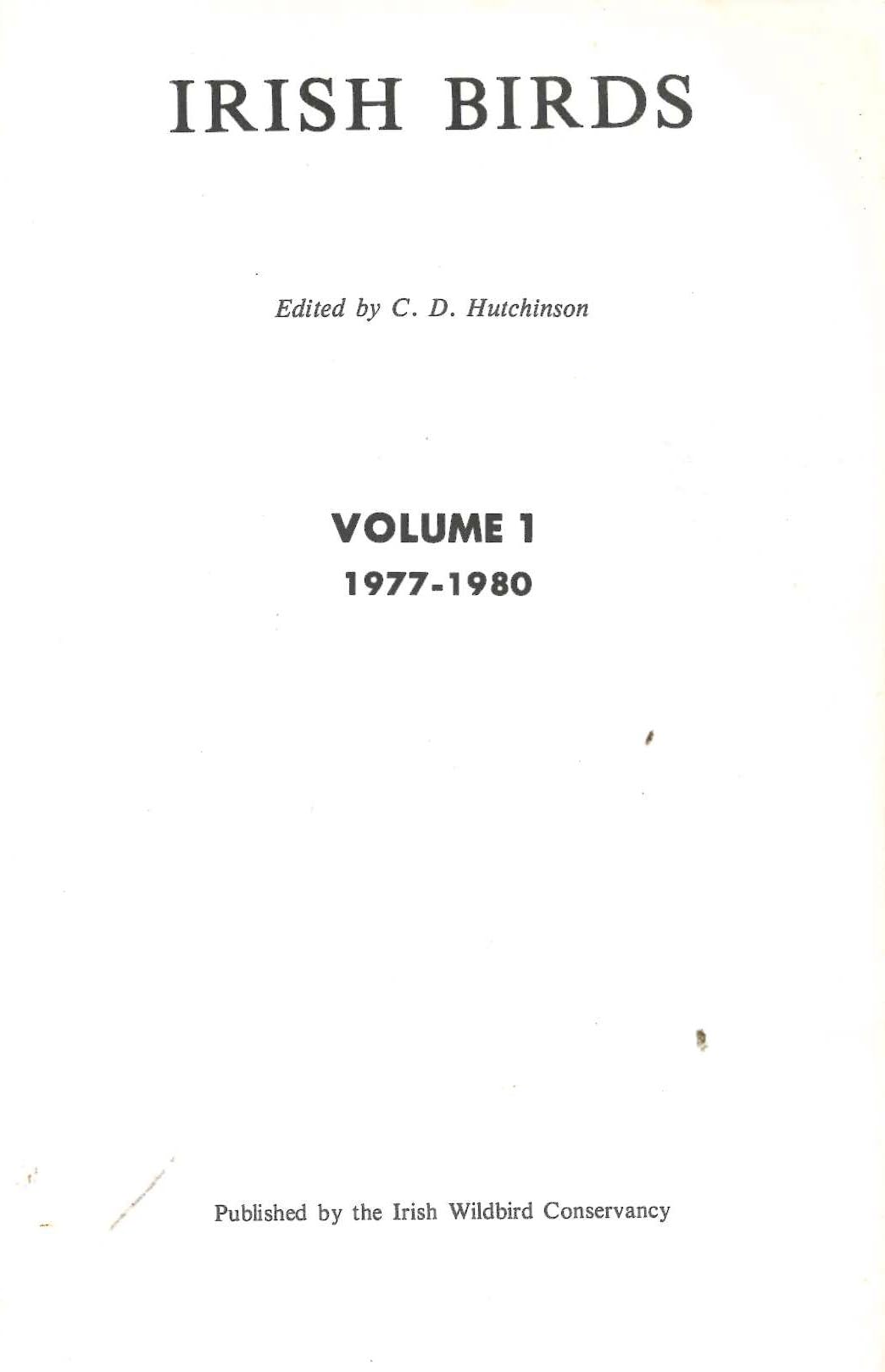 Irish Birds, Volume 1, 1977-1980: Index to Volume 1