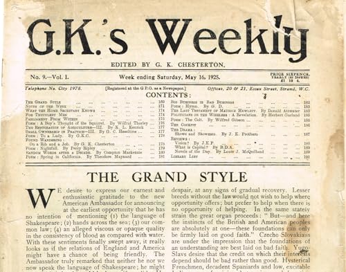 G.K.'s Weekly (GK's Weekly), Vol 1, No 9, week ending Saturday, May 16, 1925 - Edited by GK Chesterton (