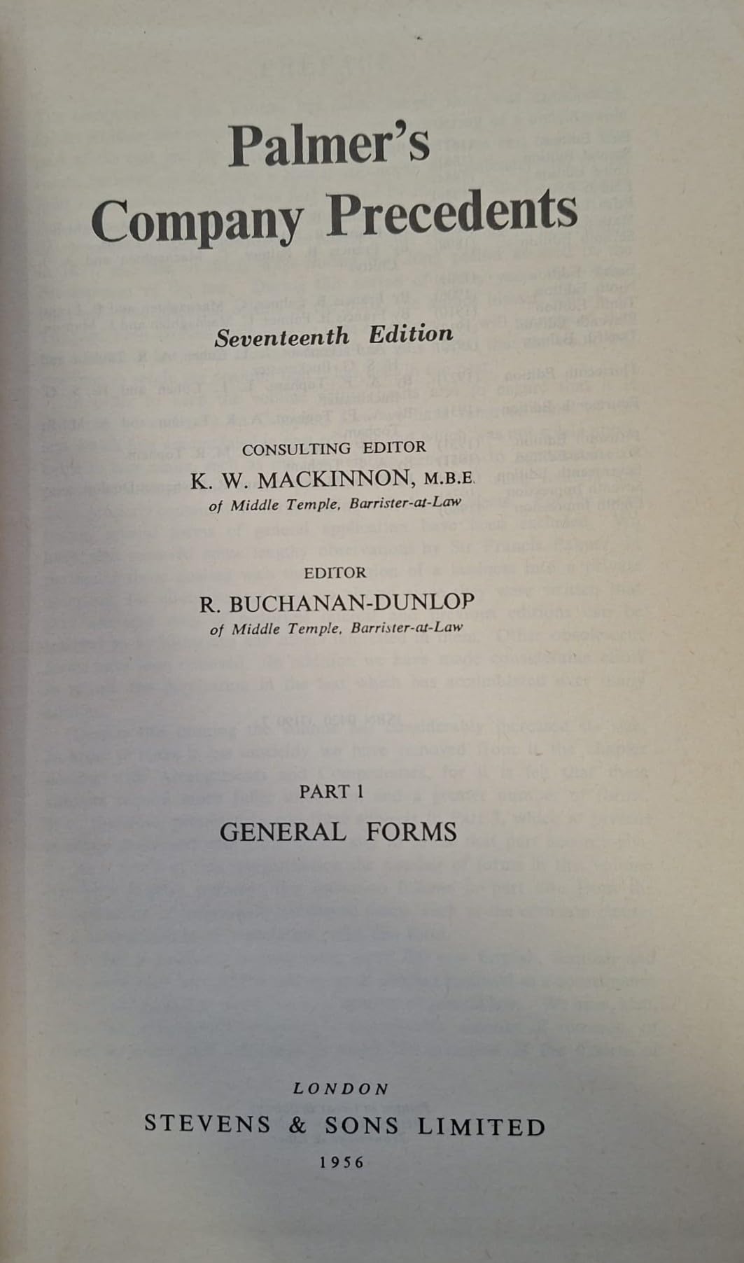 Palmer's Company Precedents, 17th Edition, Part I