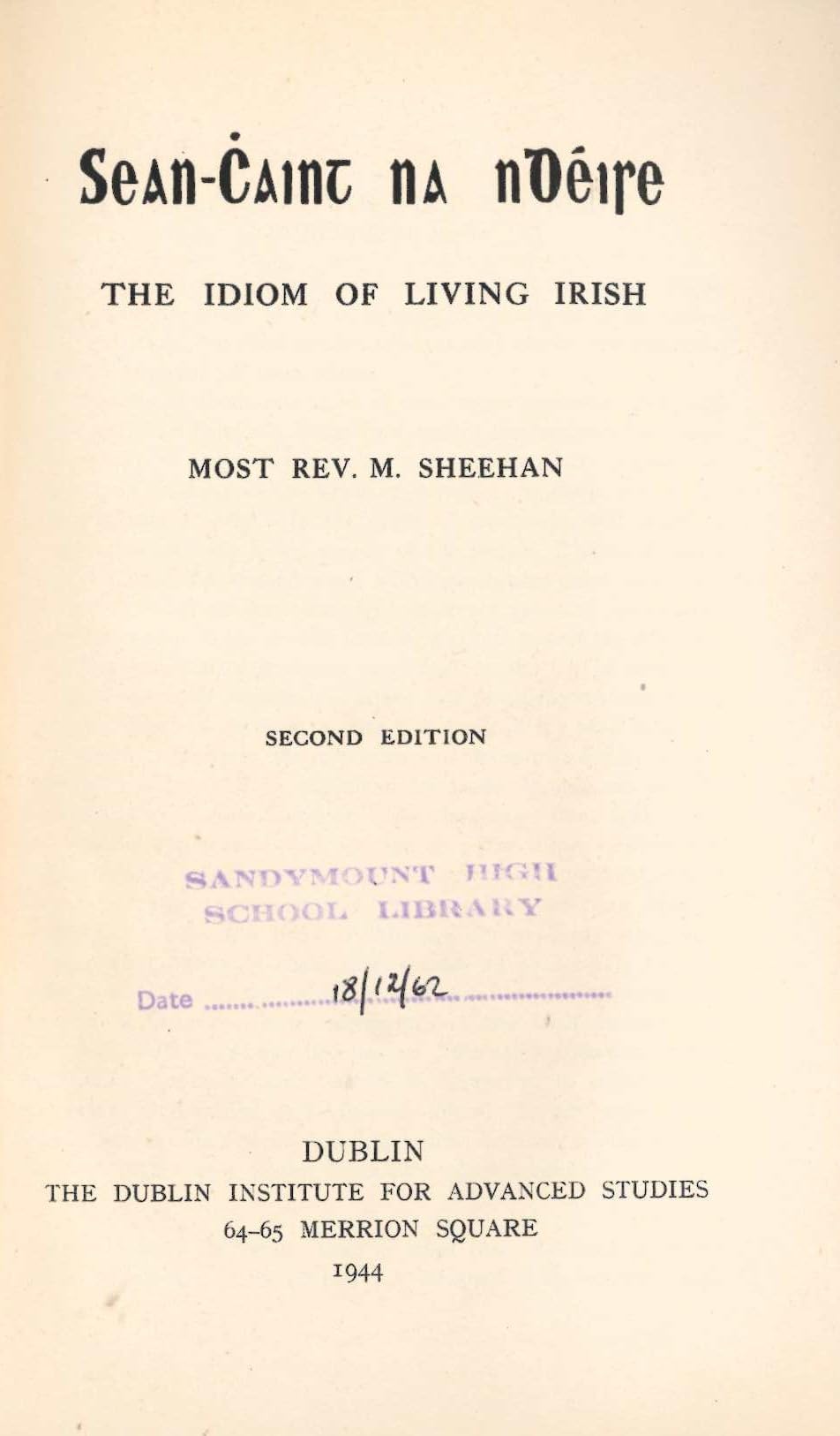 Sean-chaint na nDeise: Idiom of Living Irish (Irish language - lexicography)