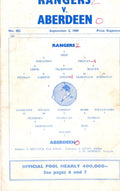 Rangers FC, Season 1969/70: Rangers v Aberdeen, 3 September 1969 matchday programme — Scottish League Championship at Ibrox; Jim Forrest and Alec Willoughby return with Aberdeen