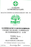 GAA Royal Liver National Hurling League Division 1 programme 1989: Limerick vs Wexford (Luimneach vs Loch Garman), the Gaelic Grounds, Limerick, 15 October 1989