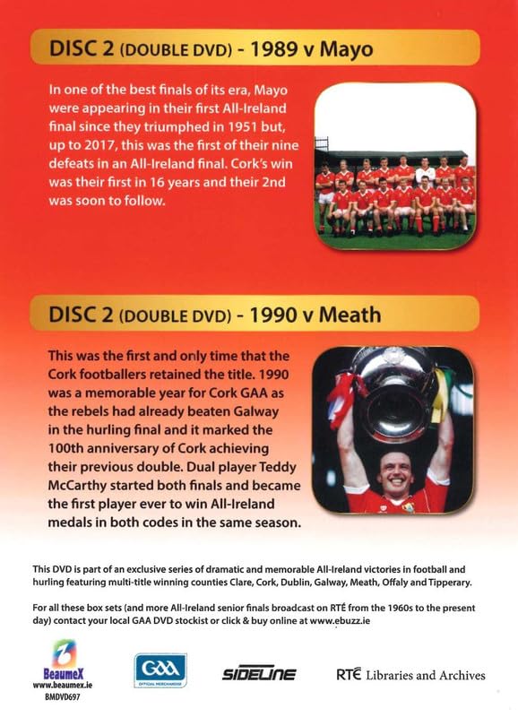 Cork GAA Football Champions Gaelic Athletic Association Disc 2, Double DVD: 1989 Final Cork v Mayo, 1990 Final Cork v Meath
