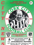 Cork City 'City News' Vol 10 No 17: Cork City v Shamrock Rovers, 13 February 1994 matchday programme — Premier Division at Bishopstown; the champions against the leaders, Dave Barry on the cover