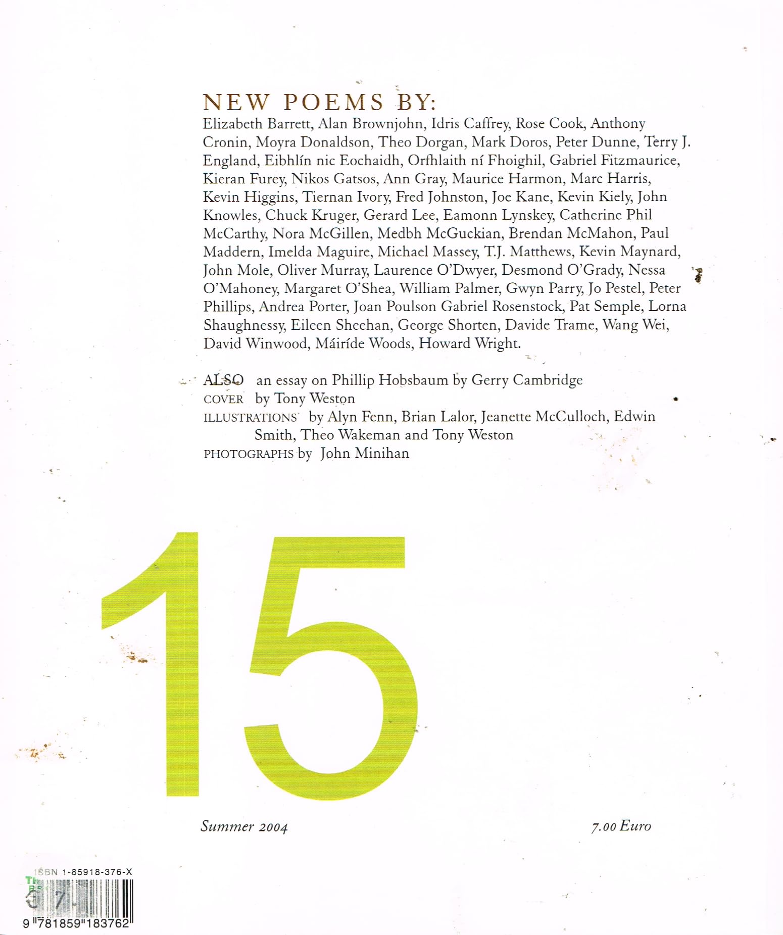 The Shop, a magazine of poetry, issue number 15, Summer 2004