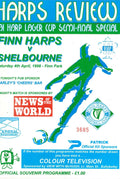 Finn Harps FC 'Harps Review': Finn Harps v Shelbourne, 4 April 1998 matchday programme — FAI HARP LAGER CUP SEMI-FINAL souvenir programme at Finn Park; numbered for the colour-television draw