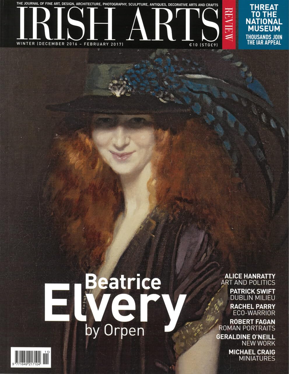 Irish Arts Review magazine, Winter 2016, Vol 33 No 4: Beatrice Elvery by Orpen; Alice Hanratty, Patrick Swift, Robert Fagan, Felim Egan, Geraldine O'Neill, Michael Craig
