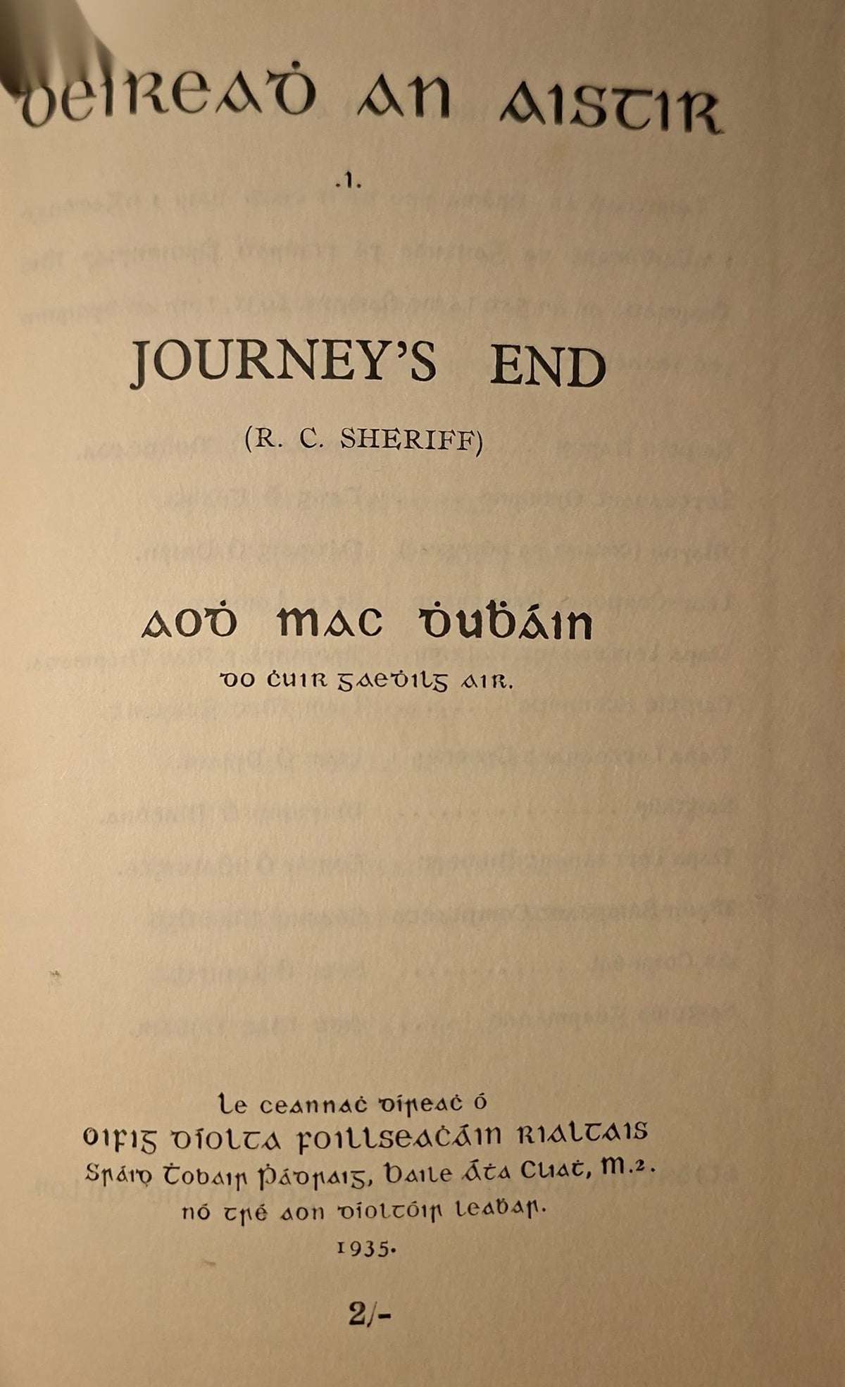 Deiread an aistir =: Journey's end