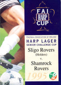 FAI Harp Lager Cup 1995: Sligo Rovers (Holders) v Shamrock Rovers, 5 April 1995 quarter-final replay matchday programme — the Showgrounds; Lawrie Sanchez on the referee