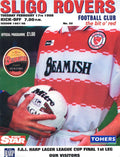 Sligo Rovers FC 'The Bit o' Red' No. 22: Sligo Rovers v Shelbourne, 17 February 1998 matchday programme — FAI HARP LAGER LEAGUE CUP FINAL first leg at the Showgrounds