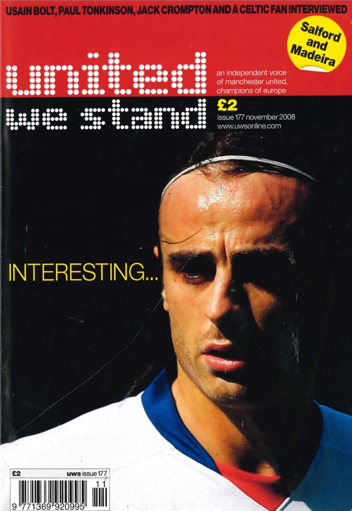 United We Stand magazine, Issue 177, November 2008: An Independent Voice of Manchester United – Interesting...; Dimitar Berbatov, Usain Bolt, Paul Tonkinson, Jack Crompton, Michael Carrick