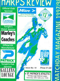 Finn Harps FC 'Harps Review' Issue 19: Finn Harps v St Patrick's Athletic, 28 February 1998 matchday programme — Finn Park; the Brendan Bradley record panel