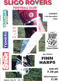 Sligo Rovers FC 'The Bit o' Red' No. 12: Sligo Rovers v Finn Harps, 16 November 1996 matchday programme — on the vacant manager's job after McStay, Sanchez and Cotterill