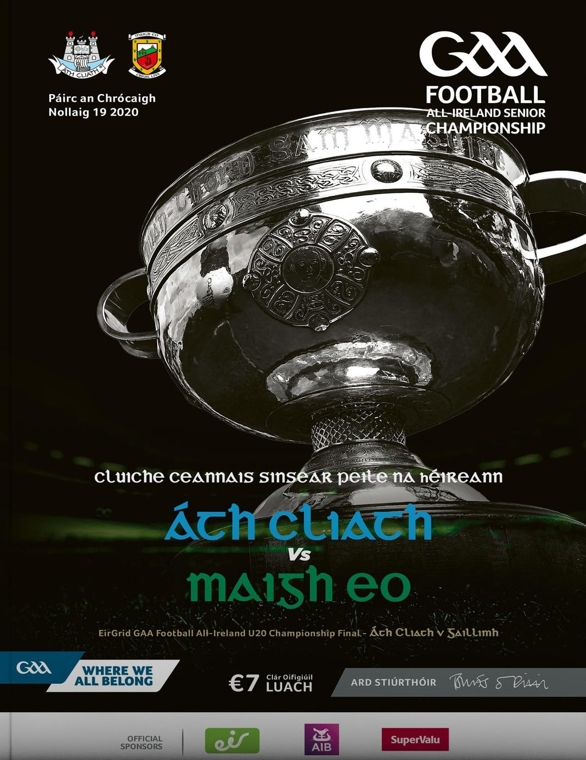 All-Ireland Senior Football Championship final programme 2020: Dublin vs Mayo, Croke Park, 19 December 2020