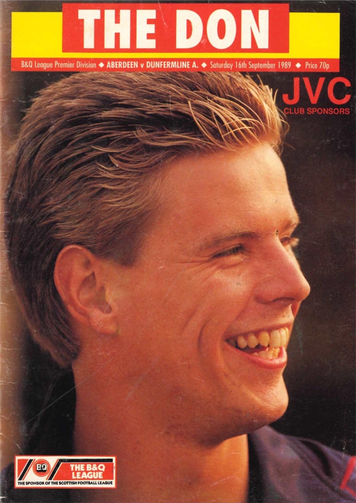 Aberdeen FC 'The Don', Season 1989/90: Aberdeen v Dunfermline Athletic, 16 September 1989 matchday programme — B&Q League; Alex Smith and Jocky Scott, Charlie Nicholas, Willem van der Ark