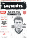 Dundalk FC 'The Lilywhite': Dundalk v Derry City, 13 January 1991 matchday programme — Harp Lager Bord Gáis League of Ireland at Oriel Park; Turlough O'Connor