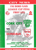 Cork City 'City News' Vol 11 No 17: Cork City v Dundalk, 15 January 1995 matchday programme — FAI Bord Gáis League Cup Final FIRST LEG at Bishopstown; souvenir programme