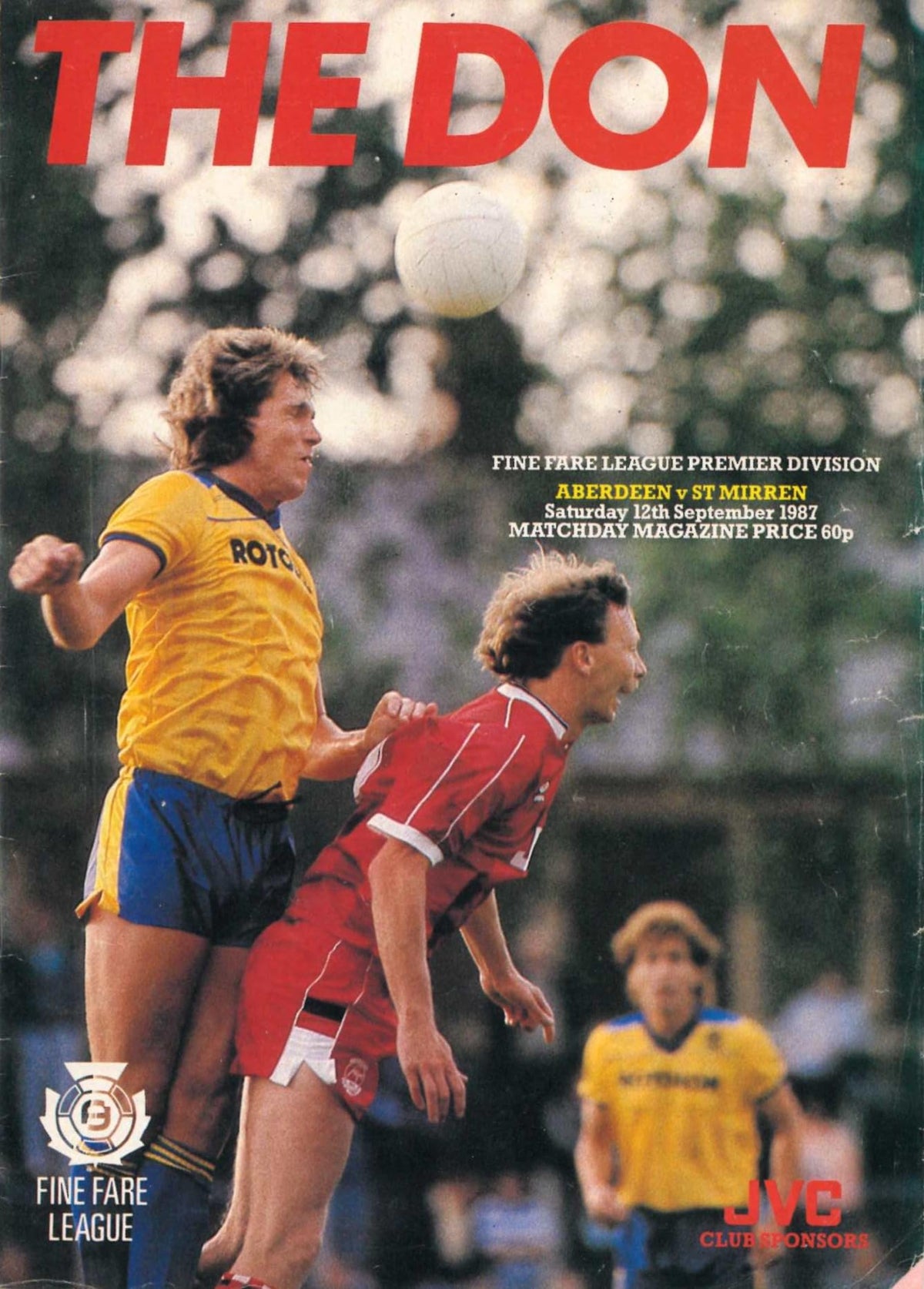 Aberdeen FC 'The Don', Season 1987/88: Aberdeen v St Mirren, 12 September 1987 matchday programme — Fine Fare League; Ian Porterfield, Willie Falconer, Joe Miller, JVC club sponsors