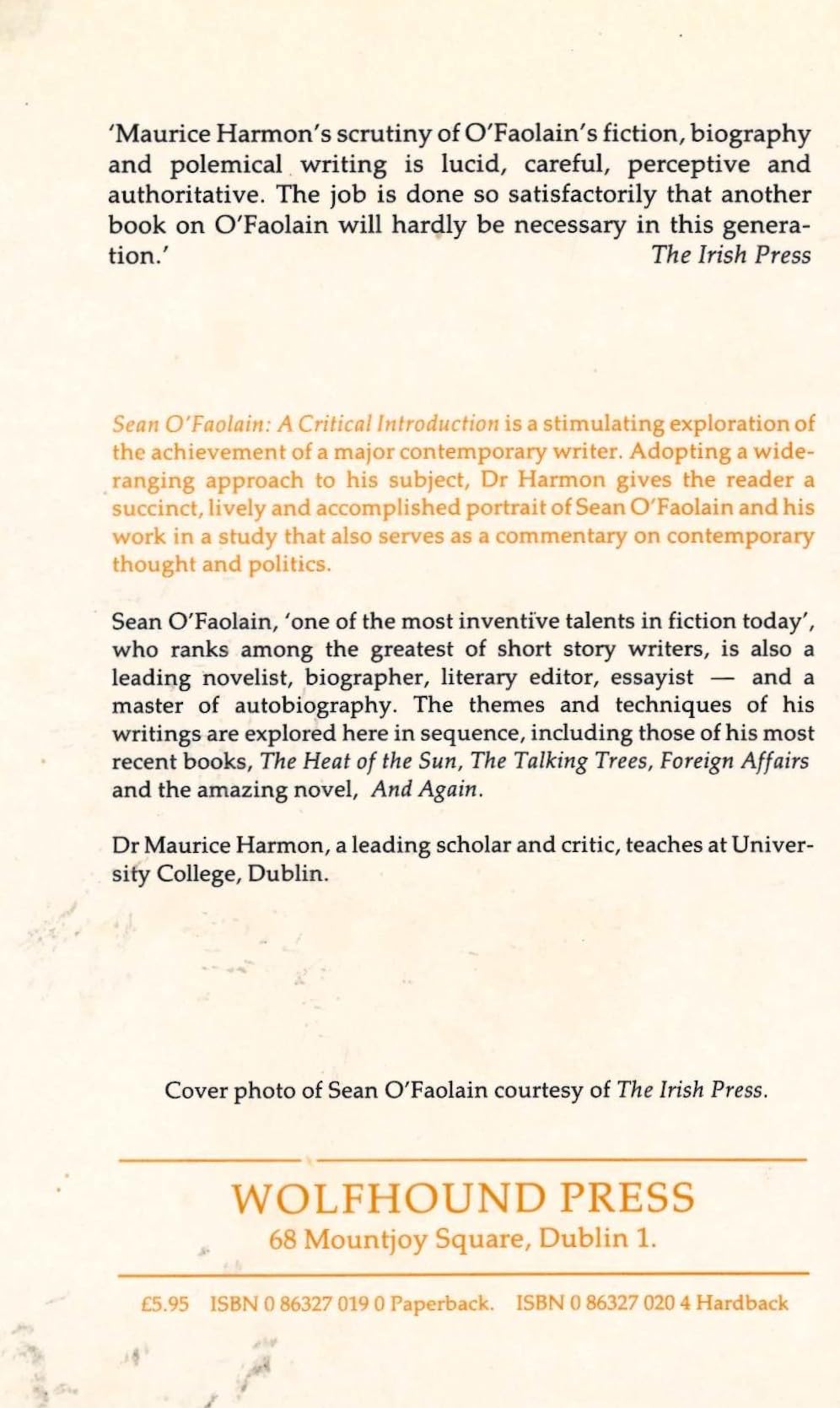 Sean O'Faolain: A Critical Introduction