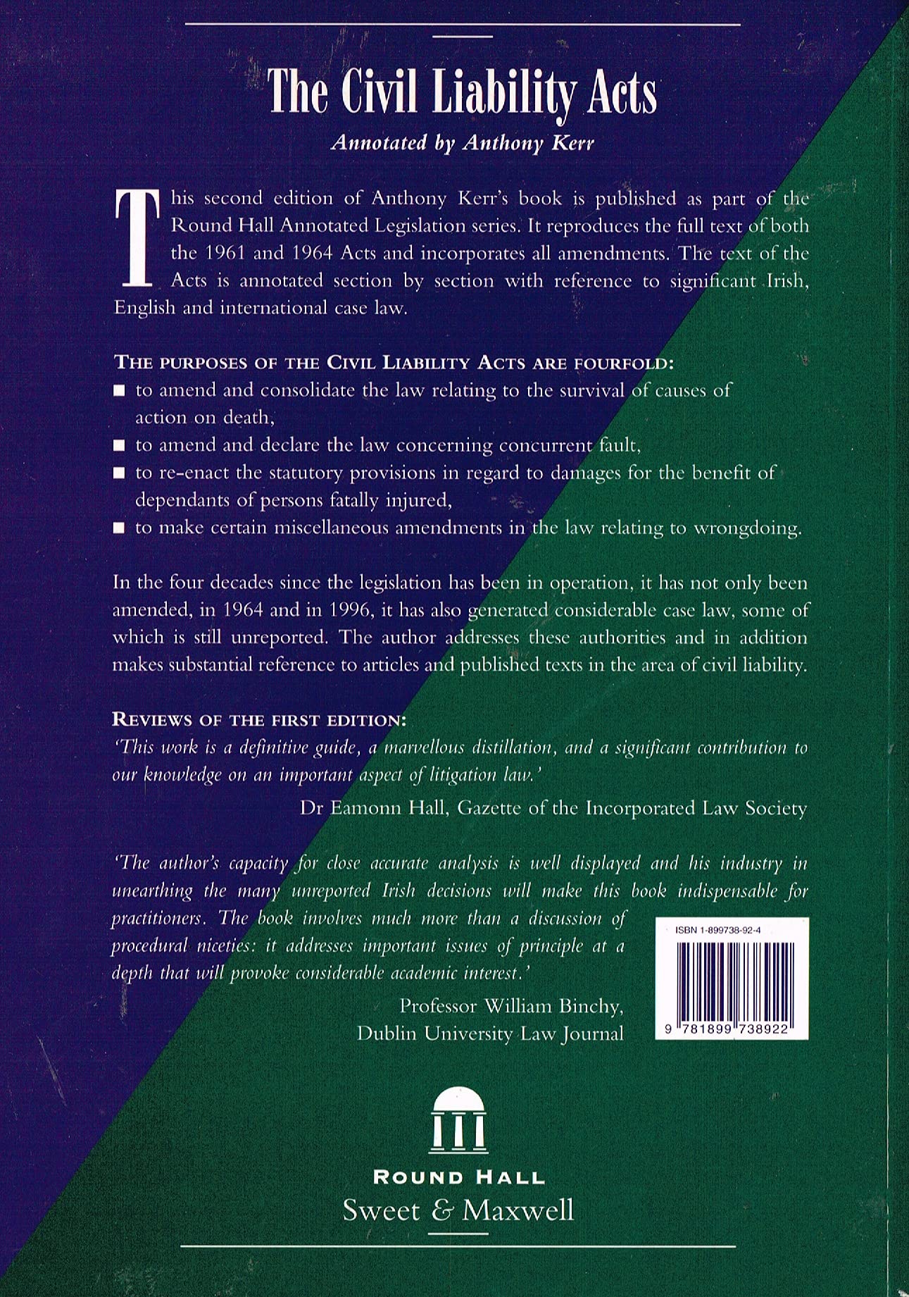 The Civil Liability Acts (Round Hall annotated legislation)