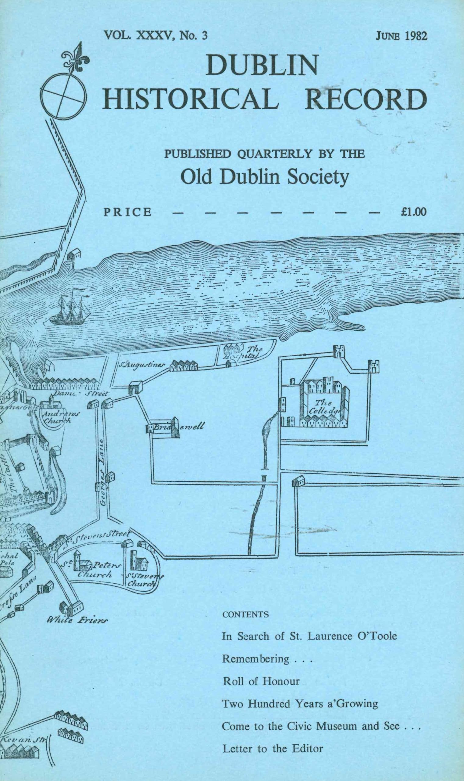 Dublin Historical Record, Vol XXXV (35), June 1982: Published Quarterly by the Old Dublin Society