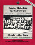 Heart of Midlothian FC, Season 1984/85: Hearts v Aberdeen, 9 March 1985 Scottish Cup quarter-final matchday programme — Scottish Cup quarter-final at Tynecastle; Hearts v the holders Aberdeen
