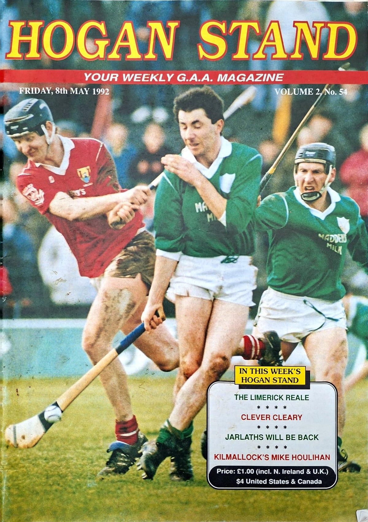 Hogan Stand GAA Magazine, 8 May 1992, Vol 2 No 54: Limerick v Tipperary NHL final preview; Limerick v Cork semi-final cover, Maurice Fitzgerald, Mike Houlihan, Michael Cleary, St Jarlath's Tuam