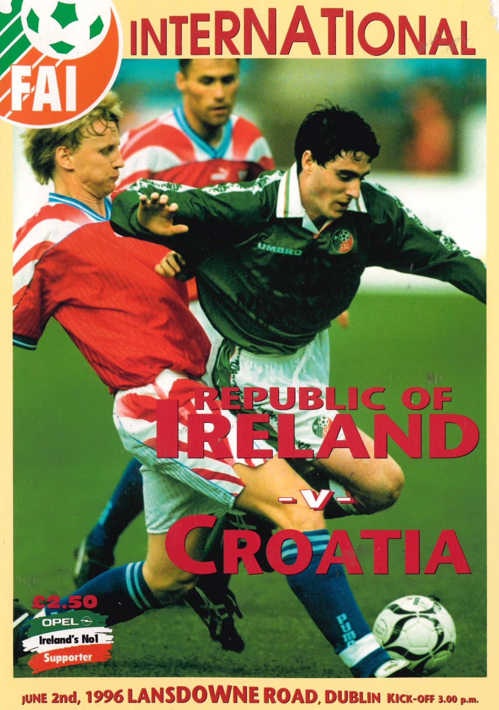 Republic of Ireland v Croatia matchday programme, 14 October 1998, Lansdowne Road, Dublin - Euro 2000 Group 8 Qualifier
