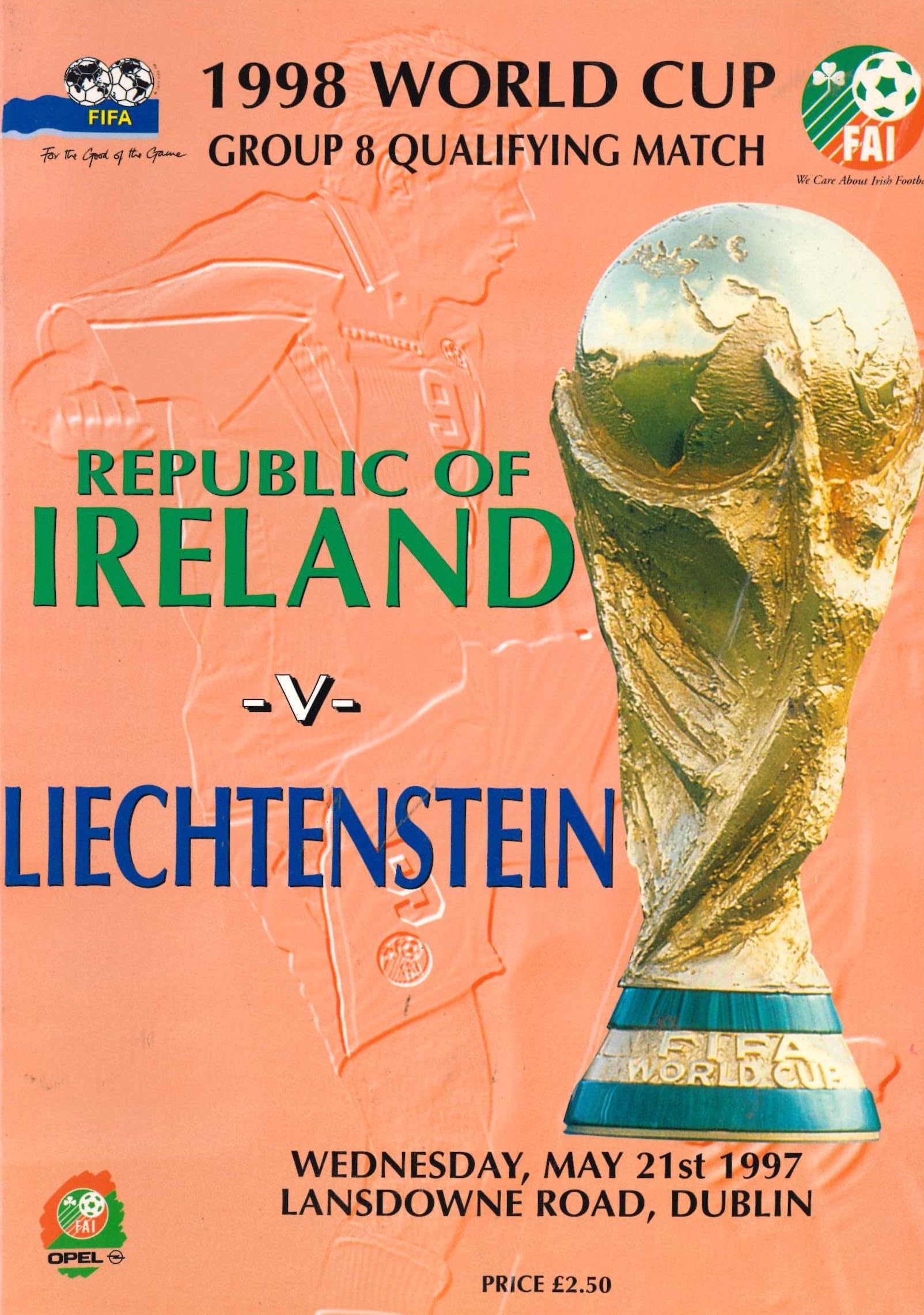 Republic of Ireland v Liechtenstein matchday programme,21 May 1997, Lansdowne Road, Dublin - 1998 World Cup Group 8 Qualifying Match
