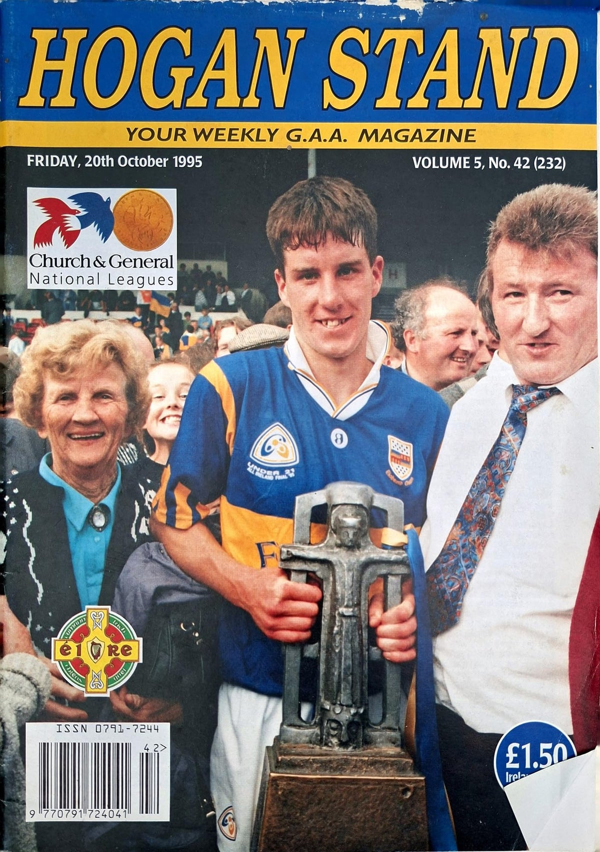 Hogan Stand GAA Magazine, 20 October 1995, Vol 5 No 42 (232): Tipperary All-Ireland Under 21 hurling champions 1995; Brian Horgan cover, Barney Rock, Bantry Blues, Portarlington Laois champions