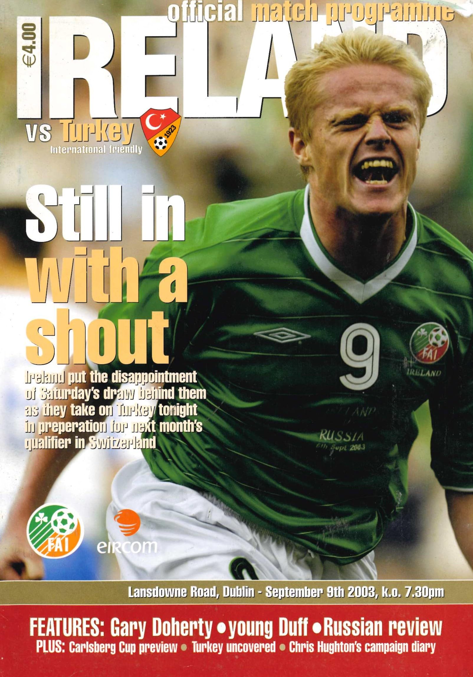 Republic of Ireland v Turkey matchday programme, 1 March 2006, Lansdowne Road, Dublin - Euro '96 Group 6 Qualifying Match