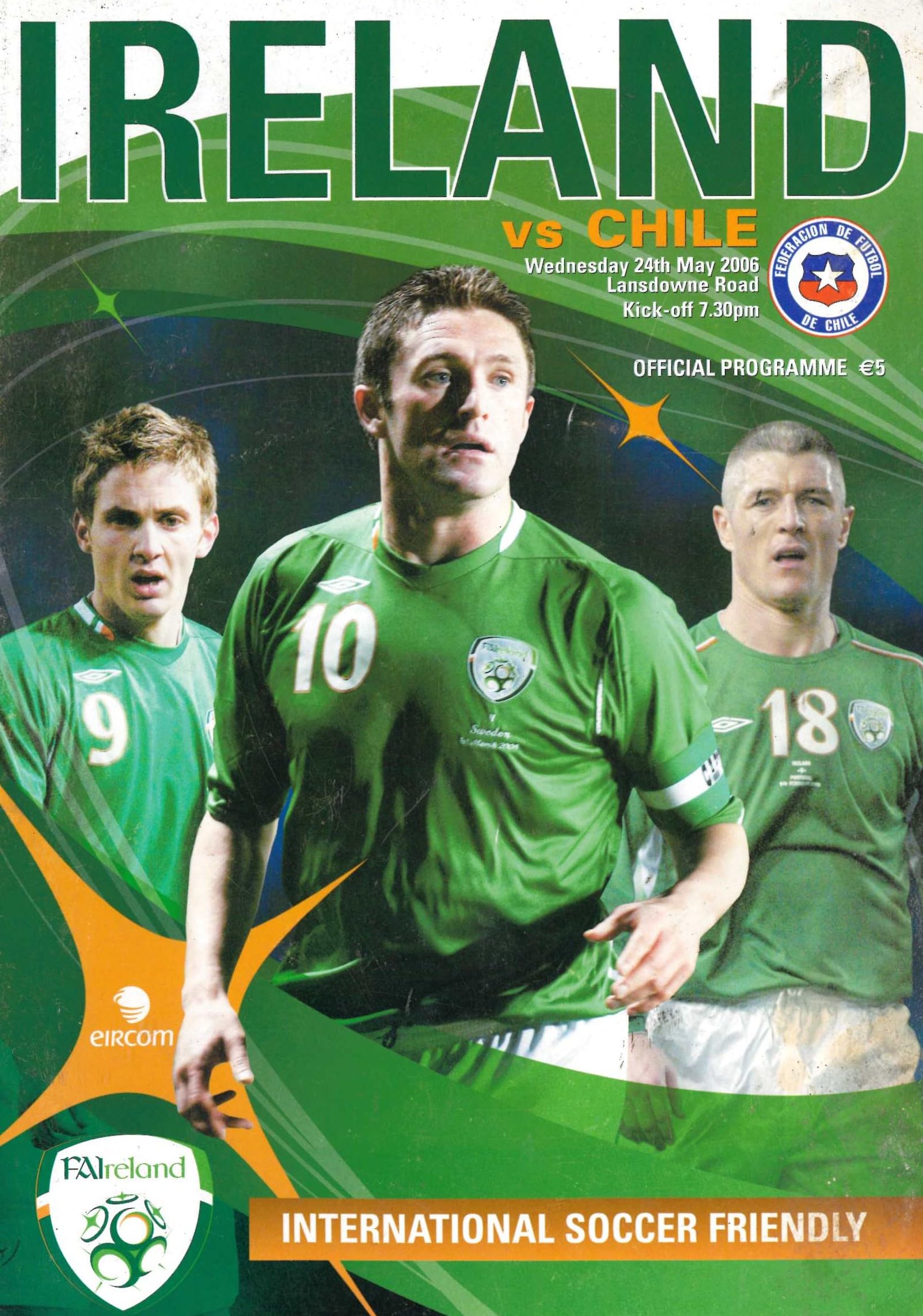 Republic of Ireland v Chile matchday programme, 24 May 2006, Lansdowne Road, Dublin - International Soccer Friendly