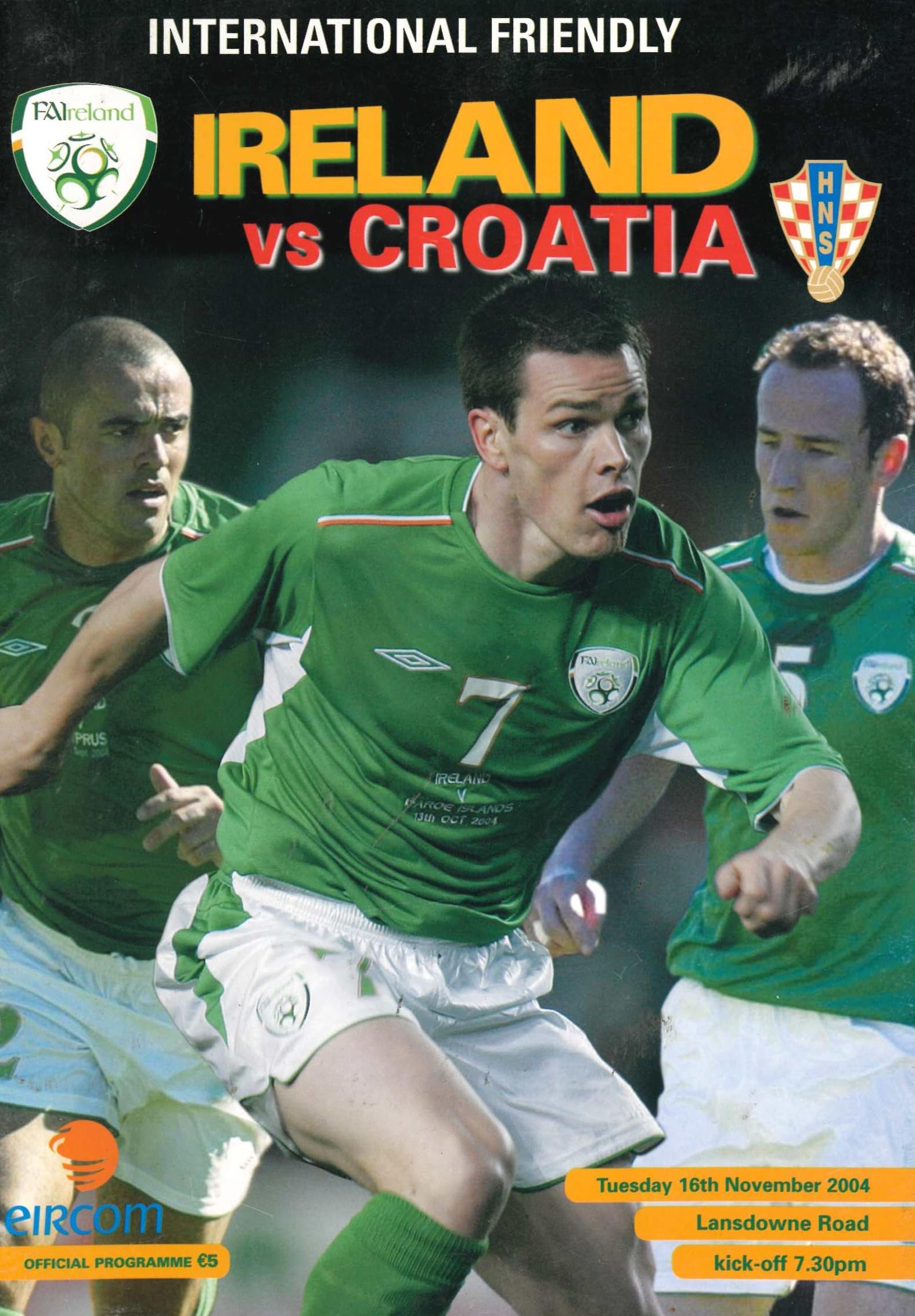 Republic of Ireland v Croatia matchday programme, 16 November 2004, Lansdowne Road, Dublin - international friendly