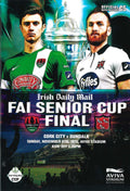 FAI Cup Final Day 2015 double matchday programme: Cork City v Dundalk + FAI Women's Cup Final Shelbourne Ladies v Wexford Youths Women, 8 November 2015, Aviva Stadium — two covers, two finals