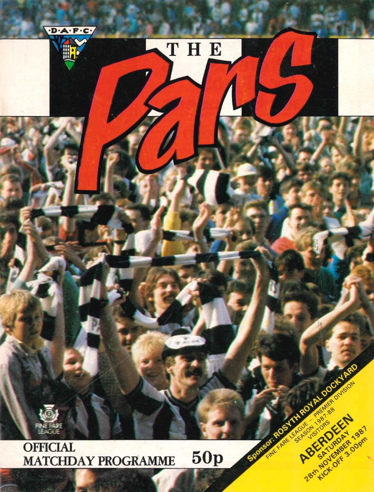 Dunfermline Athletic FC 'The Pars', Season 1987/88: Dunfermline Athletic v Aberdeen, 28 November 1987 matchday programme
