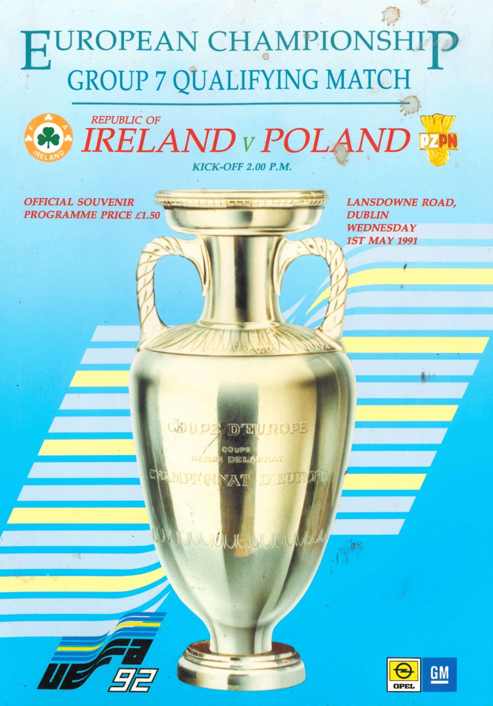 Republic of Ireland v Poland matchday programme, 1 May 1991, Lansdowne Road, Dublin - European Championship Group 7 Qualifying Match