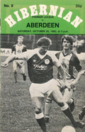 Hibernian FC, Season 1982/83, No. 9: Hibernian v Aberdeen, 30 October 1982 matchday programme — Premier League; Pat Stanton, Alex Ferguson, Arthur Duncan, Jim McArthur