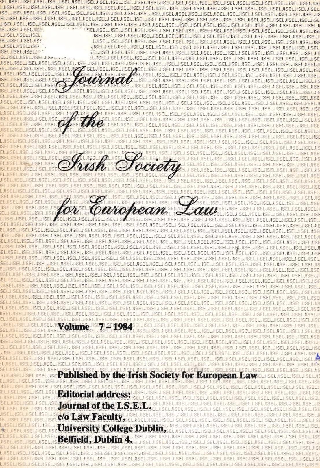 Journal of the Irish Society for European Law - Volume 7 - 1984