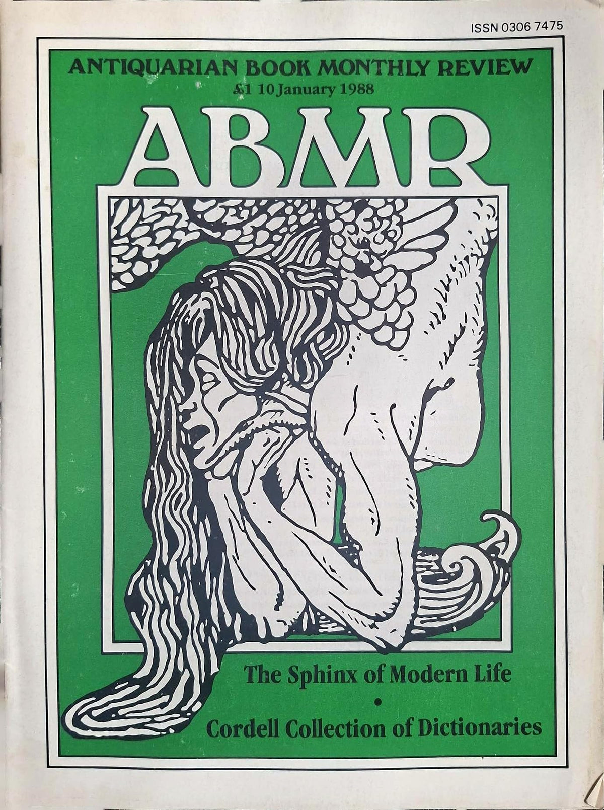 Antiquarian Book Monthly Review (ABMR) magazine, January 1988, Vol. XV No. 1: The Sphinx of Modern Life – Ada Leverson; The Cordell Collection of Dictionaries; Bodleian Library, Baron Corvo