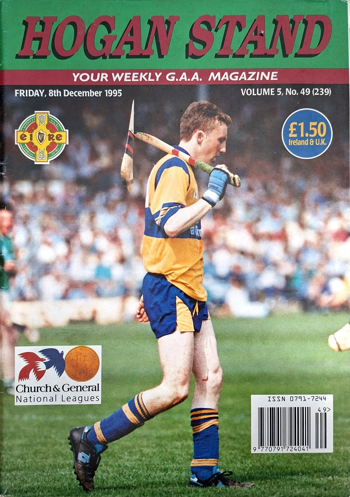 Hogan Stand GAA Magazine, 8 December 1995, Vol 5 No 49 (239): Conor Clancy and Clare's 1995 cover; Cork v Offaly NHL, Con Delaney, Ray O'Rourke, Eugene Harrington, Young Gun