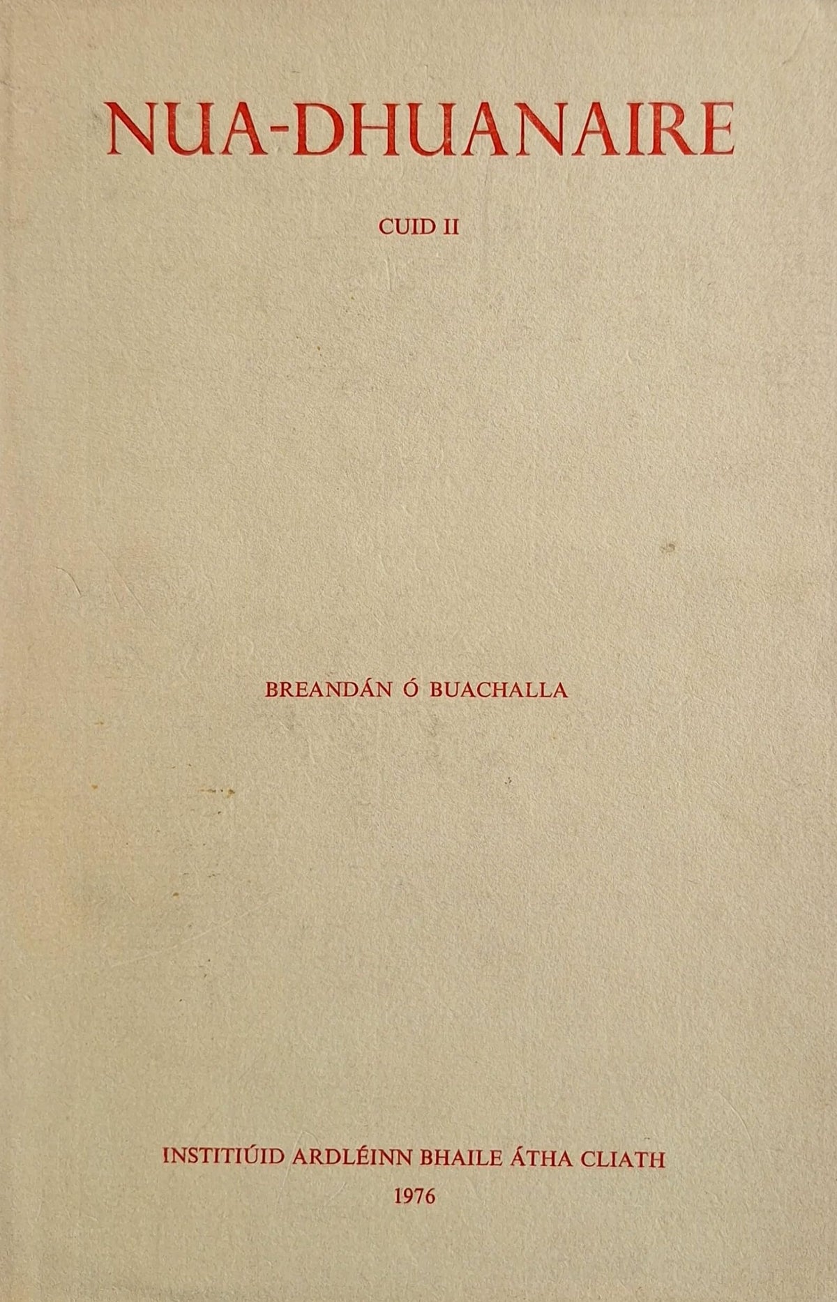 Nua-Dhuanaire: v. 2 (Irish literature - verse)