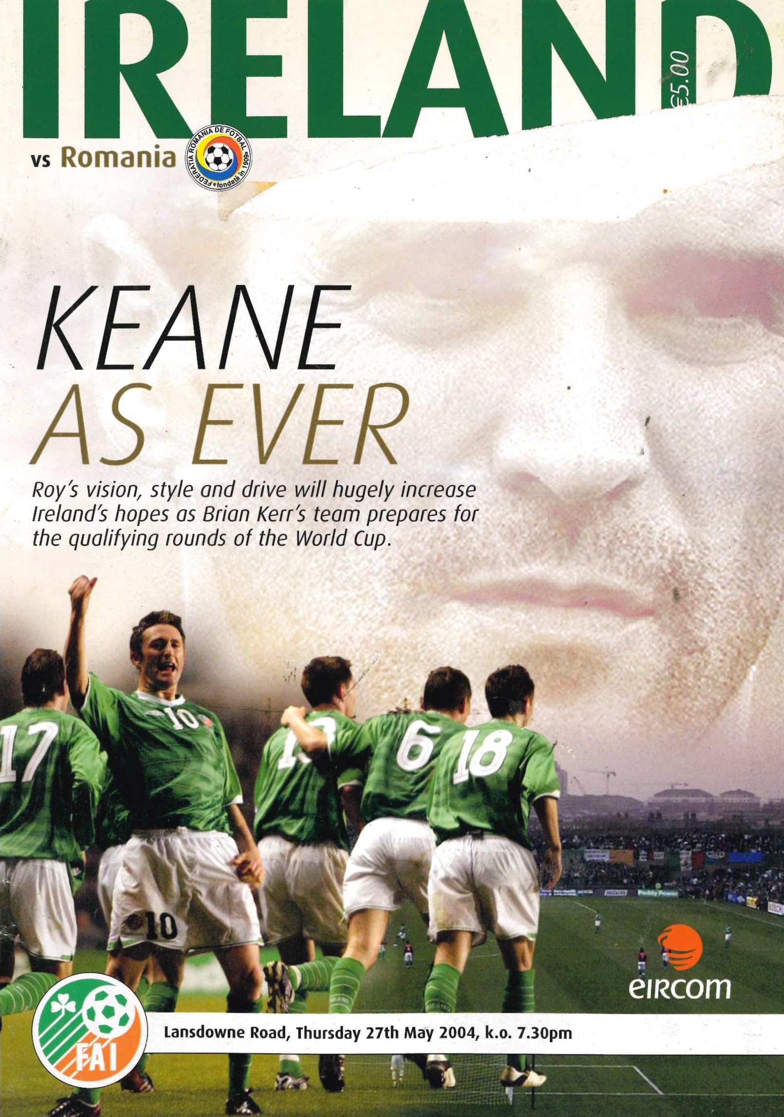 Republic of Ireland v Romania matchday programme, 20 March, 1995, Lansdowne Road, Dublin - International Friendly