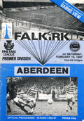Falkirk FC, Season 1986/87: Falkirk v Aberdeen, 14 February 1987 matchday programme — Fine Fare Premier Division at Brockville; Ian Porterfield's Aberdeen, Paul McStay cover