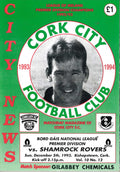 Cork City 'City News' Vol 10 No 12: Cork City v Shamrock Rovers, 5 December 1993 matchday programme — champions against leaders at Bishopstown; Damien Richardson in charge