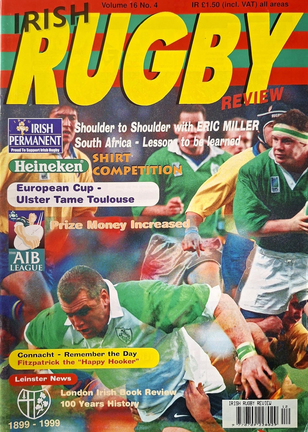 Irish Rugby Review magazine, Vol 16 No 4, 1998/99: Shoulder to Shoulder with Eric Miller, South Africa lessons, Ulster tame Toulouse in the European Cup, London Irish centenary book